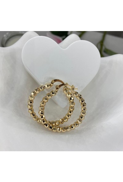 Arasera Çelik Gold Renk Dorika Halka Küpe