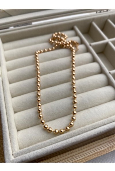 Arasera Çelik Gold Renk Top Top Model Kombin Kolye
