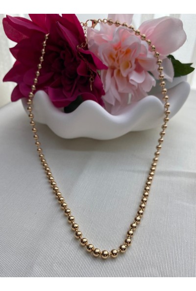 Arasera Çelik Gold Renk Top Top Model Kombin Kolye