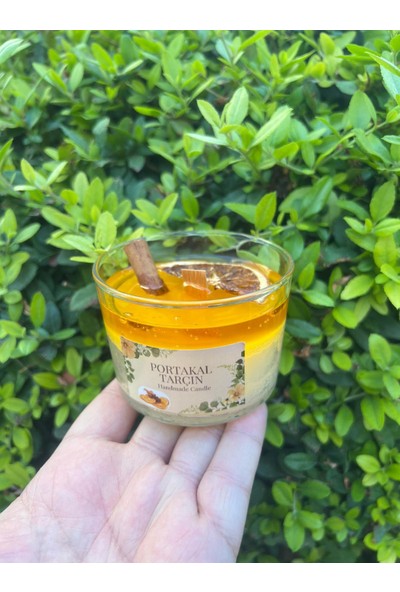 ARALMİNİ Portakal Tarçın Kokulu Tasarım Bardak Mum Parafin ve Jel Mum