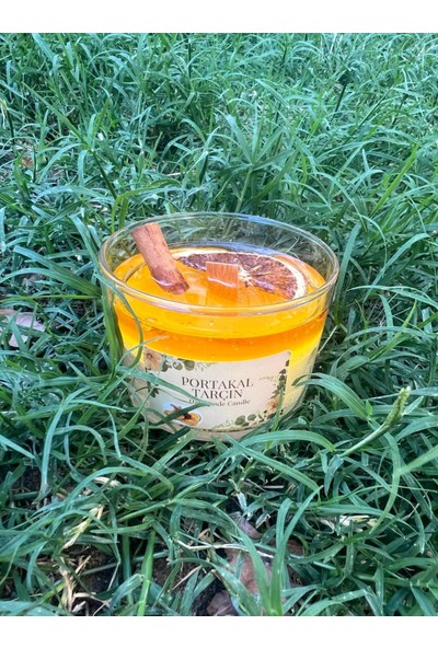 ARALMİNİ Portakal Tarçın Kokulu Tasarım Bardak Mum Parafin ve Jel Mum