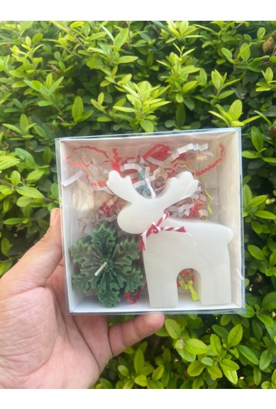 ARALMİNİ 2 Adet Yılbaşı Hediyelik Geyik ve Kar Tanesi (Yeşil ve Kırmızı) Renk Seçenekleriyle