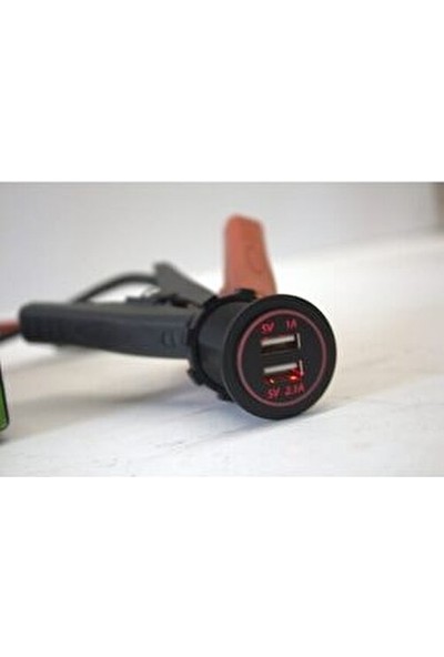 Aracım Oto Aksesuar Çift Portlu USB Şarj Cihazı Suya Dayanıklı Kırmızı 12-32 Volt