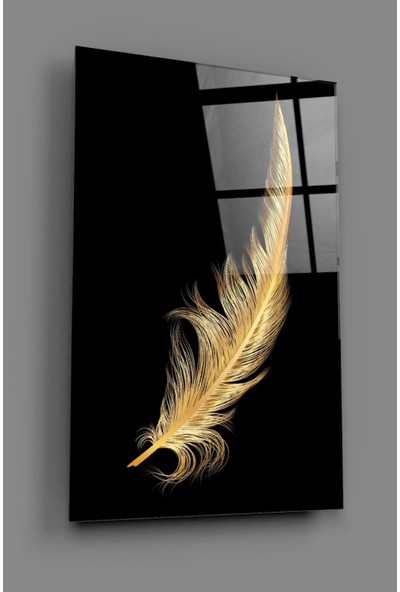 AR AJANS KANVAS TABLO Gold Tüy Siyah Zeminde Işıltısı Dekoratif Cam Tablo