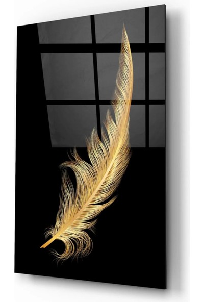 AR AJANS KANVAS TABLO Gold Tüy Siyah Zeminde Işıltısı Dekoratif Cam Tablo