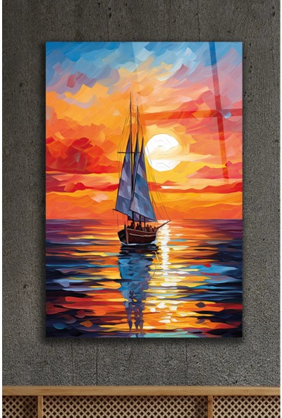 AR AJANS KANVAS TABLO Gün Işığında Renkli Yelken Dekoratif Cam Tablo