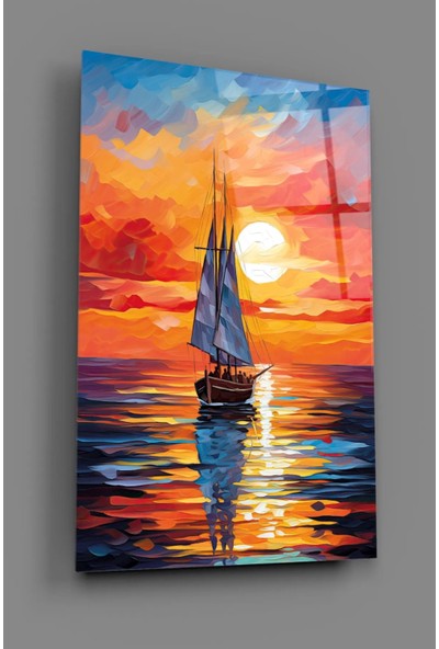 AR AJANS KANVAS TABLO Gün Işığında Renkli Yelken Dekoratif Cam Tablo