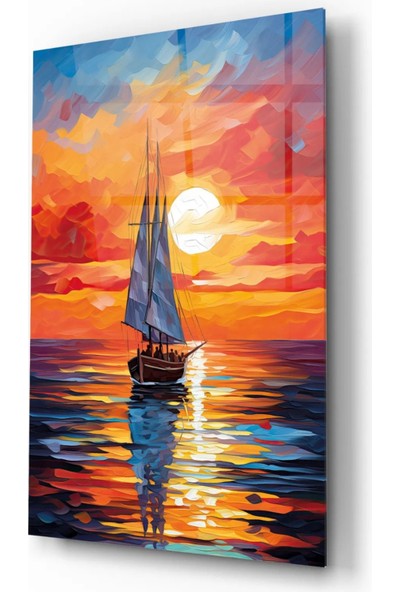 AR AJANS KANVAS TABLO Gün Işığında Renkli Yelken Dekoratif Cam Tablo