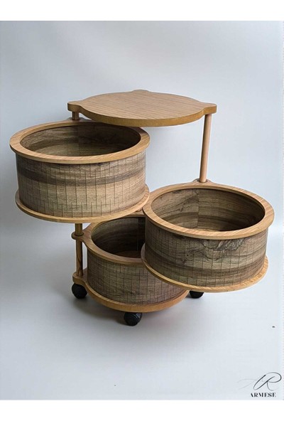 Ar Armese 3 Katlı Ahşap Sebzelik Dayanıklı Mdf, Uv Baskılı, Şık Tasarım Karaçalı