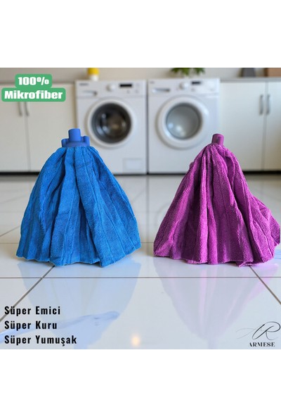 Ar Armese 1 Adet Premium Havlu Yedek Mop %100 Mikrofiber Mop Bez Yenilenen ve Güçlü Başlık Ithal Kumaş