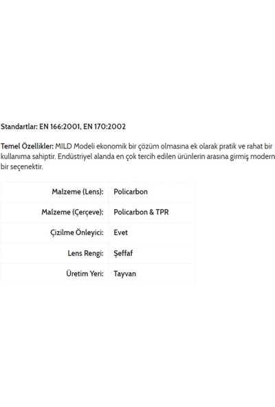 Aran Safety Mıld Gözlük