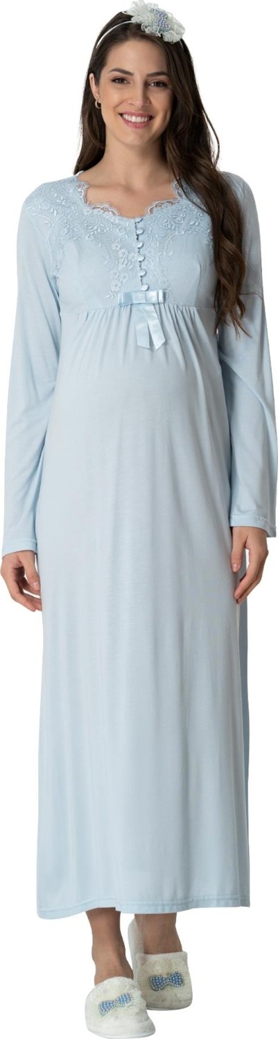 Mecit Pijama Mecit 1924 Mavi Dört Parça Hamile Lohusa Set görsel 3