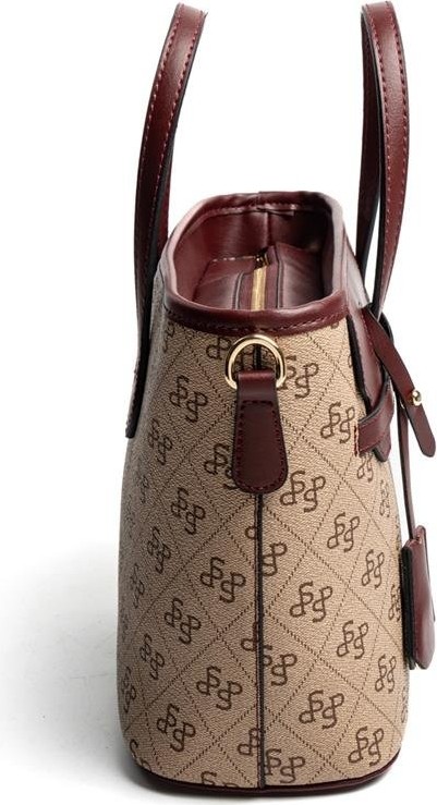 Silver & Polo Silver Polo Koyu Bej - Bordo Monogram Kadın El Çantası SP1185 görsel 3