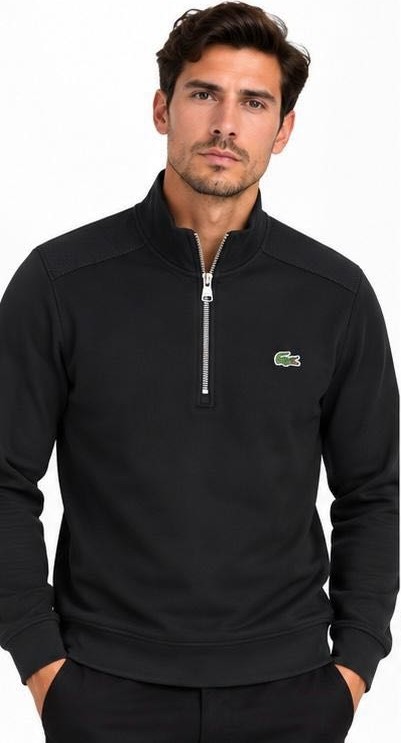 Lacoste Fermuar Yaka Siyah Regular Fit Uzun Kol görsel 2