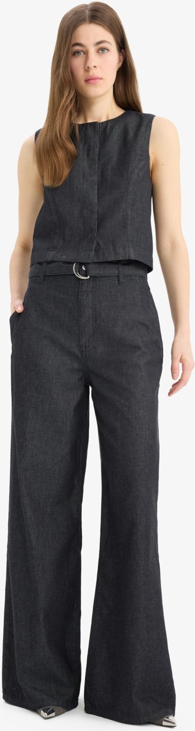DeFacto %100 Pamuk Wide Leg Yüksek Bel Uzun Jean Pantolon E5794AX25SP