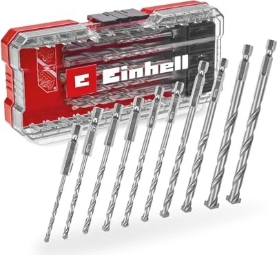 Die Grup Orijinal Einhell S-Case 10 Parçalı Duvar Matkap Ucu Seti (Dın 10083-2'YE Göre Çelikten Yapılmış, E 6.3 Sap, Takılı Karbür Uç, Haddelenmiş Mil, Saklama Kutusu Dahil) - 49108743