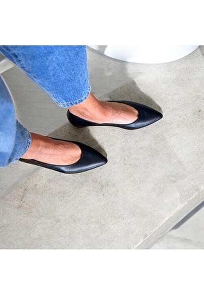 Ne&Ve Shoes Deri Yılan Baskı Sivri Burun Şık ve Rahat Günlük Babet görsel 3