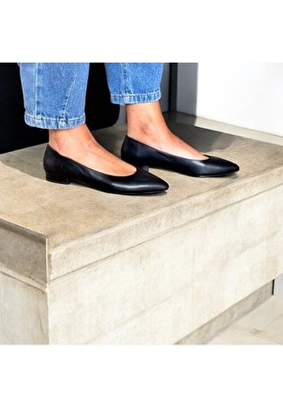 Ne&Ve Shoes Deri Yılan Baskı Sivri Burun Şık ve Rahat Günlük Babet görsel 5
