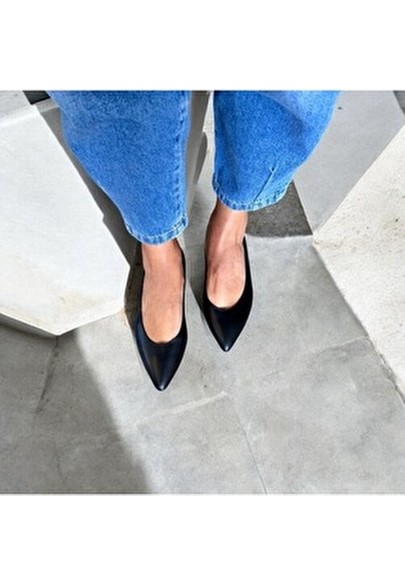 Ne&Ve Shoes Deri Yılan Baskı Sivri Burun Şık ve Rahat Günlük Babet görsel 7