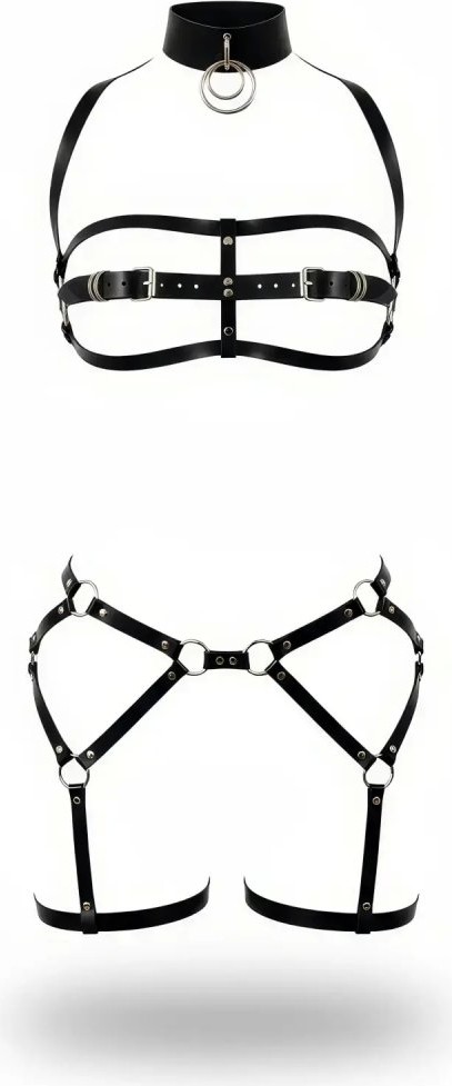 Aesco Siyah Harness Takım O Halka Detaylı Tokalı - BRF242 görsel 4