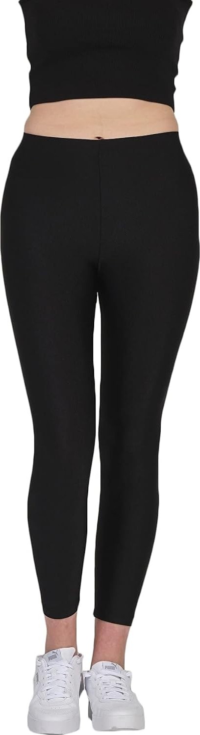 Kadın Parlak Bilek Boy Orta Yüksek Bel Disko Slim Fit Renkli Sporcu Tayt - 4892-1