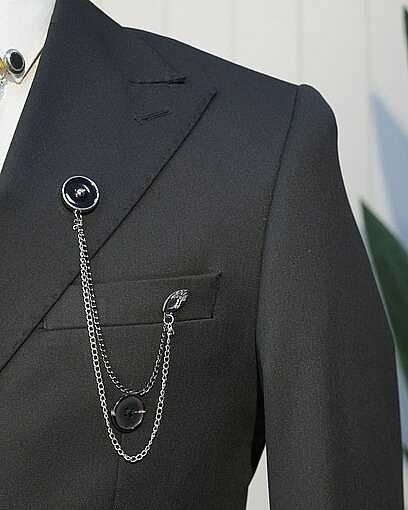 Beystil Oscar Slim Fit Siyah Kruvaze Takım Elbise Nikol görsel 4