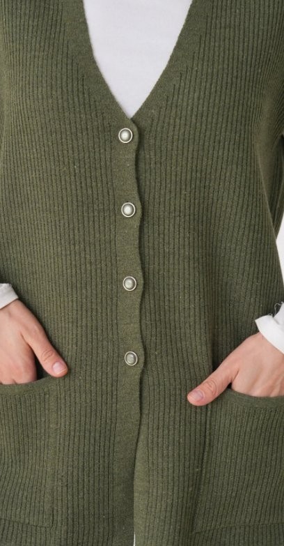 Fresh Moda Kadın Anne Büyük Beden Fitilli Yün Triko Yelek