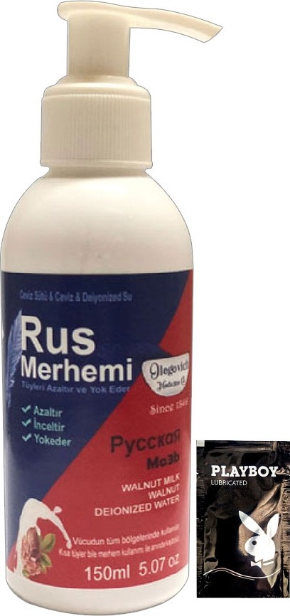 TeknoKapsül Playboy Blue 150 ml Cevizli & Ceviz Sütlü Rus Merhemi Tüy Dökücü Krem + 1 Armağan Jel