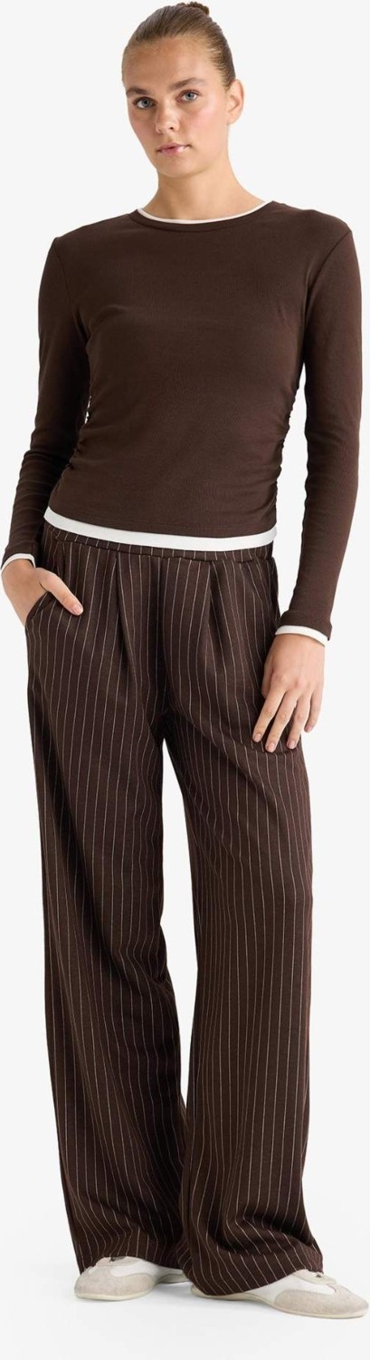 DeFacto %100 Pamuk Slim Fit Ribana Tişört E6548AX25AU görsel 2