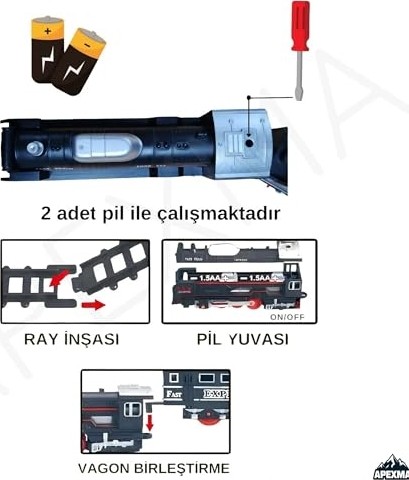 Aesco Oyuncak Işıklı Pilli Demiryolu Tren Seti 23 Parça - 3 Farklı Ray Modelli Yolcu Treni görsel 3