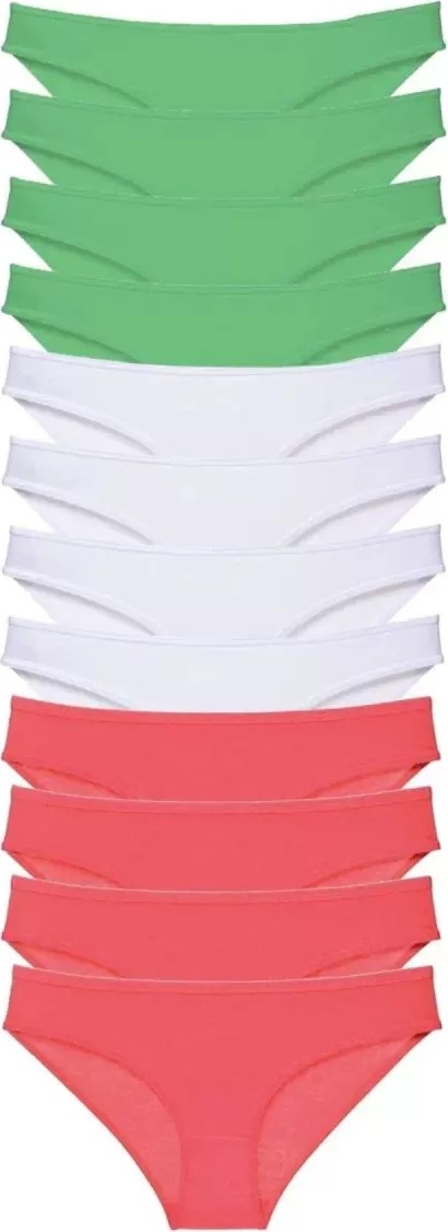 Royaleks 12 Adet Süper Eko Set Likralı Kadın Slip Külot Yeşil Beyaz Fuşya