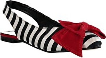 Fox Shoes Siyah/Beyaz/Kırmızı Kadın Babet D726774404 görsel 3