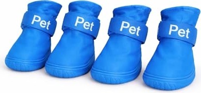 Esranın Dünyası Köpek Ayakkabısı 4’lü Set Su Geçirmez Kaymaz Tabanlı Köpek Botu Küçük Orta Irk Köpekler Için Koruyucu Patik Yağmur Kar Çamur Için Dayanıklı Evcil Hayvan Ayakkabısı Mavi (Large)