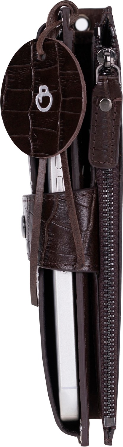 BloominBag Mocha Croco Lozan Hakiki Süet Çapraz Askılı Telefon Bölmeli Cüzdan Çanta görsel 2