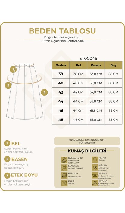 Vellichor Boyuna Dikişli Yüksek Bel Midi Etek- Kırık Beyaz görsel 7