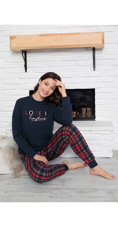 Guava Kadın Gri Kalp Desen Bisiklet Yaka Bilek Manşet 2 İplik Cepli Kışlık Jogger Eşofman Pijama Takımı Homewear görsel 7