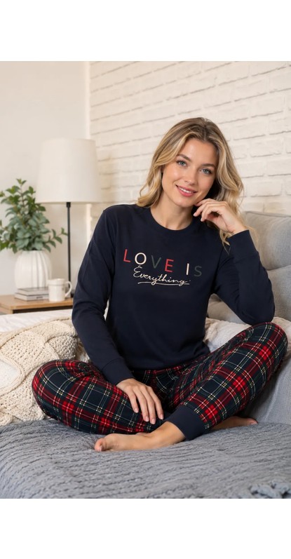 Guava Kadın Gri Kalp Desen Bisiklet Yaka Bilek Manşet 2 İplik Cepli Kışlık Jogger Eşofman Pijama Takımı Homewear görsel 2