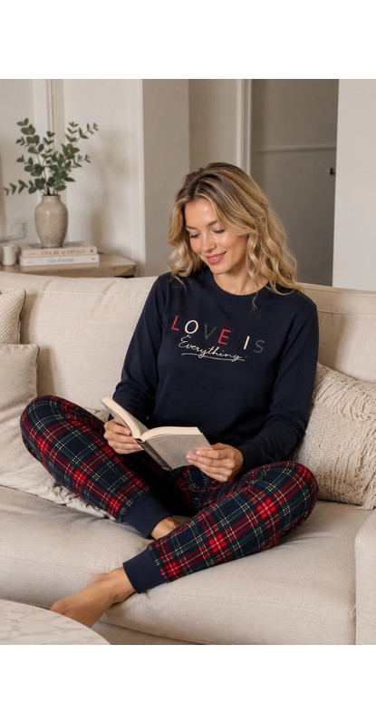 Guava Kadın Gri Kalp Desen Bisiklet Yaka Bilek Manşet 2 İplik Cepli Kışlık Jogger Eşofman Pijama Takımı Homewear görsel 4