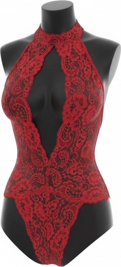 Jupiel Kırmızı Dantel Detaylı Bodysuit