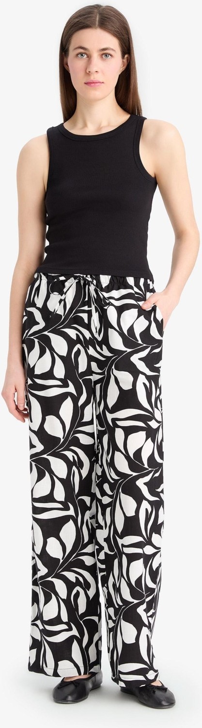 DeFacto %100 Pamuk Wide Leg Poplin Kumaş Palazzo Pantolon E9907AX25SM görsel 3