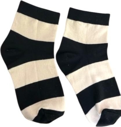 Aesco Çizgili Spor Çorap, Siyah-Bej, Kısa, Pamuk Karışımlı,3'lü Paket