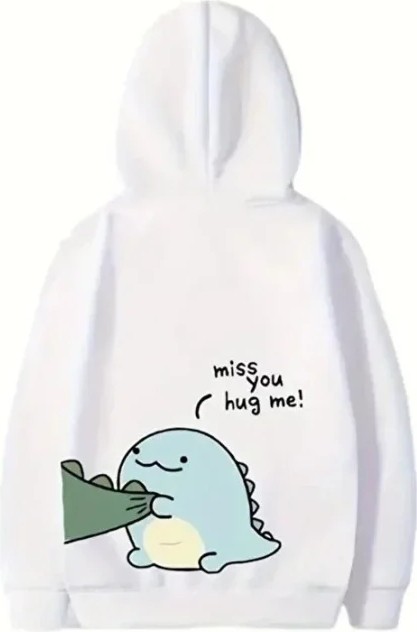 Sevgililer Günü Baskılı Oversize Kapüşonlu Sweatshirt Hoodie - Beyaz