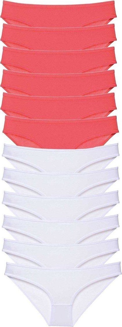 Kuzgun Ticaret 12 Adet Eko Set Likralı Kadın Slip Külot Fuşya Beyaz