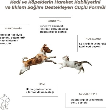 Aesco Kahu Naturals Joints&mobility, Glukozamin, Kondritin, Kolajen, Kedi ve Köpek, 60 Tablet görsel 3