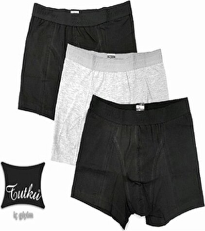 Tutku Erkek Boxer 6'lı Paket 3 Siyah + 3 Gri Elastan Likralı Abani Classic Konfor görsel 8