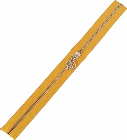 1001 Aksesuar Başlıklı Fermuar 30 cm Gümüş Metal Hardal Sarı görsel 2