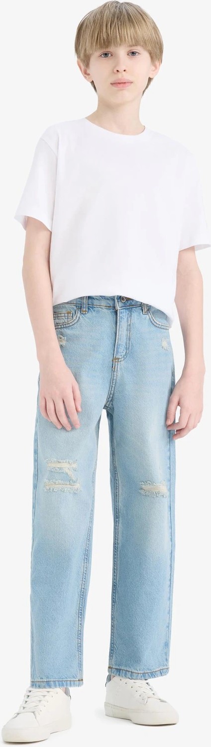 DeFacto %100 Pamuk Wide Leg Geniş Paça Jean Pantolon Erkek Çocuk D6844A825SM görsel 2