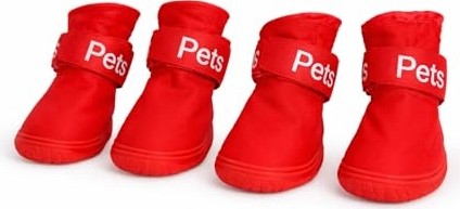 Aesco Köpek Ayakkabısı 4’lü Set Su Geçirmez Kaymaz Tabanlı Köpek Botu Küçük Orta Irk Köpekler Için Koruyucu Patik Yağmur Kar Çamur Için Dayanıklı Evcil Hayvan Ayakkabısı Kırmızı (Medium)