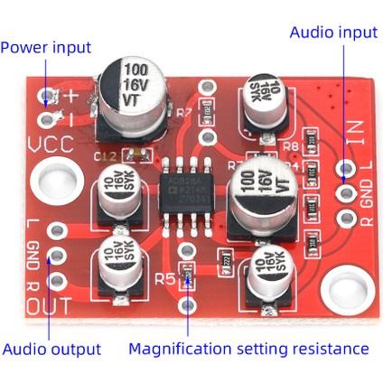 Dc 5V-15V AD828 Stereo Preamp Güç Amplifikatörü Kurulu Preamplifikatör Modülü (Yurt Dışından)