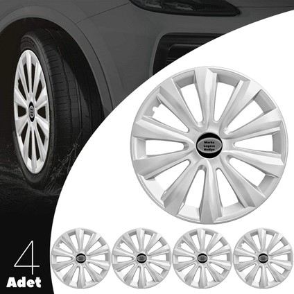 Ford Fiesta 15 Inç Jant Kapağı Amblemli Gri 4'lü Takım 117
